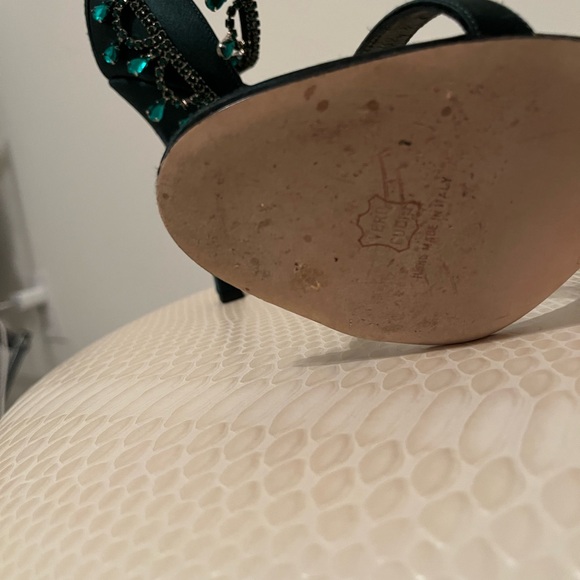 Manolo Blahnik Dark Green Embellished Heels - Picture 3 of 5